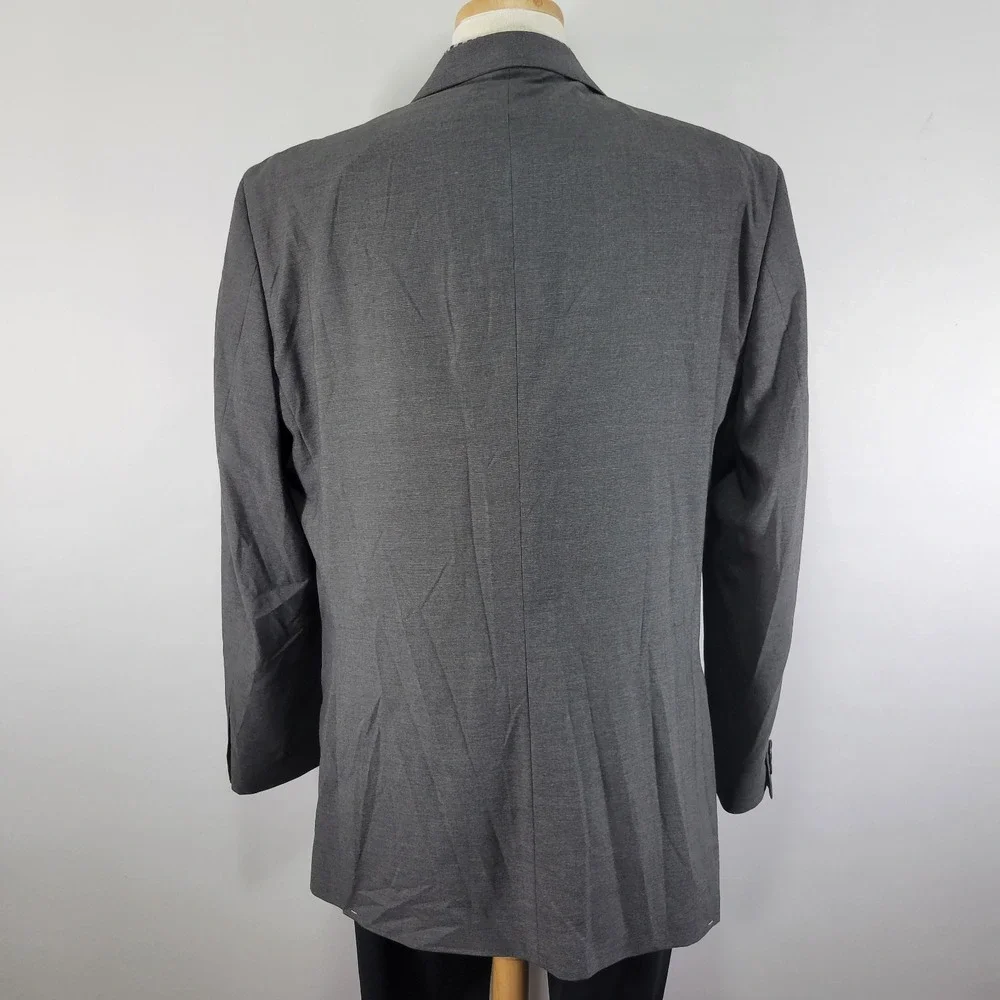 Haggar Men's Sport Coat Blazer Two Button Gray Polyester Viscose 46L‎